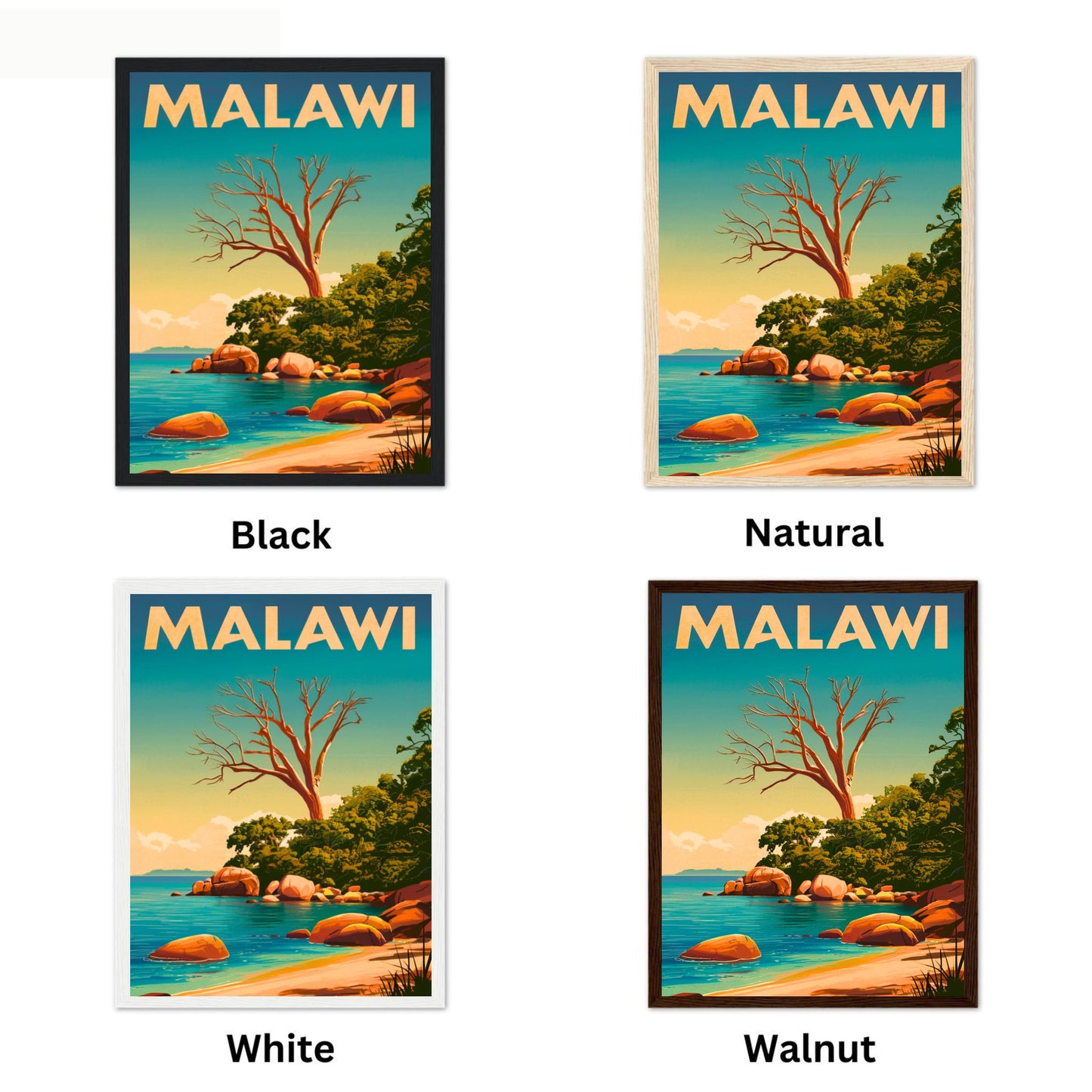 Lake Malawi Vintage Travel Poster