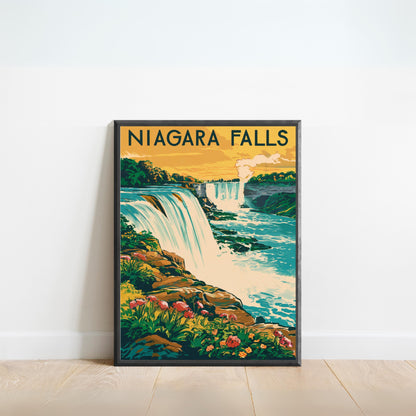 Niagara Falls Vintage Travel Poster - Majestic Waterfalls