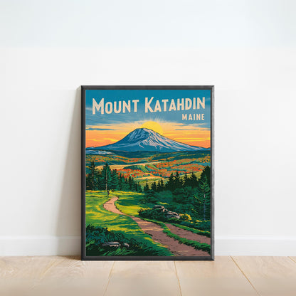 Mount Katahdin Vintage Travel Poster - Timeless Maine Wilderness