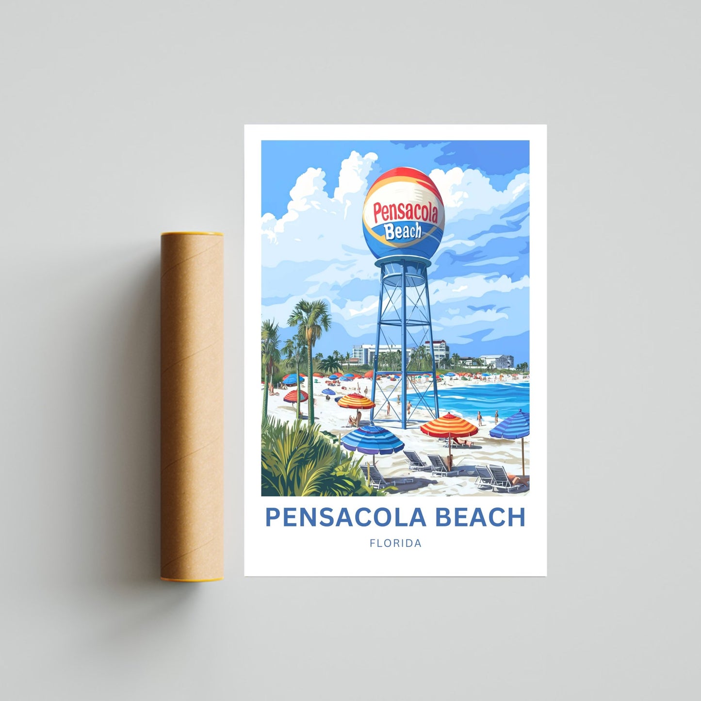 Pensacola Travel Print - Crowded Place