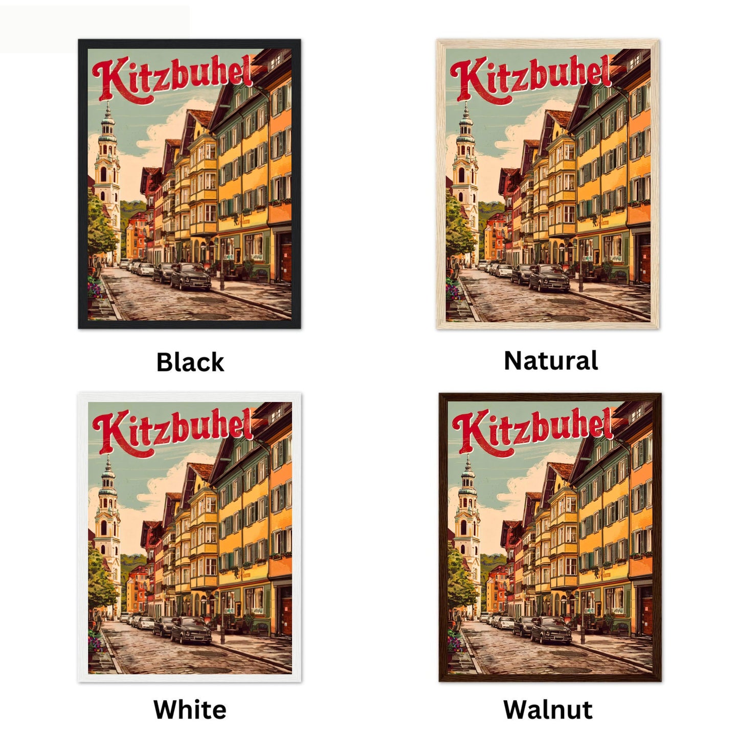 Kitzbühel Vintage Travel Poster - Austria City Street