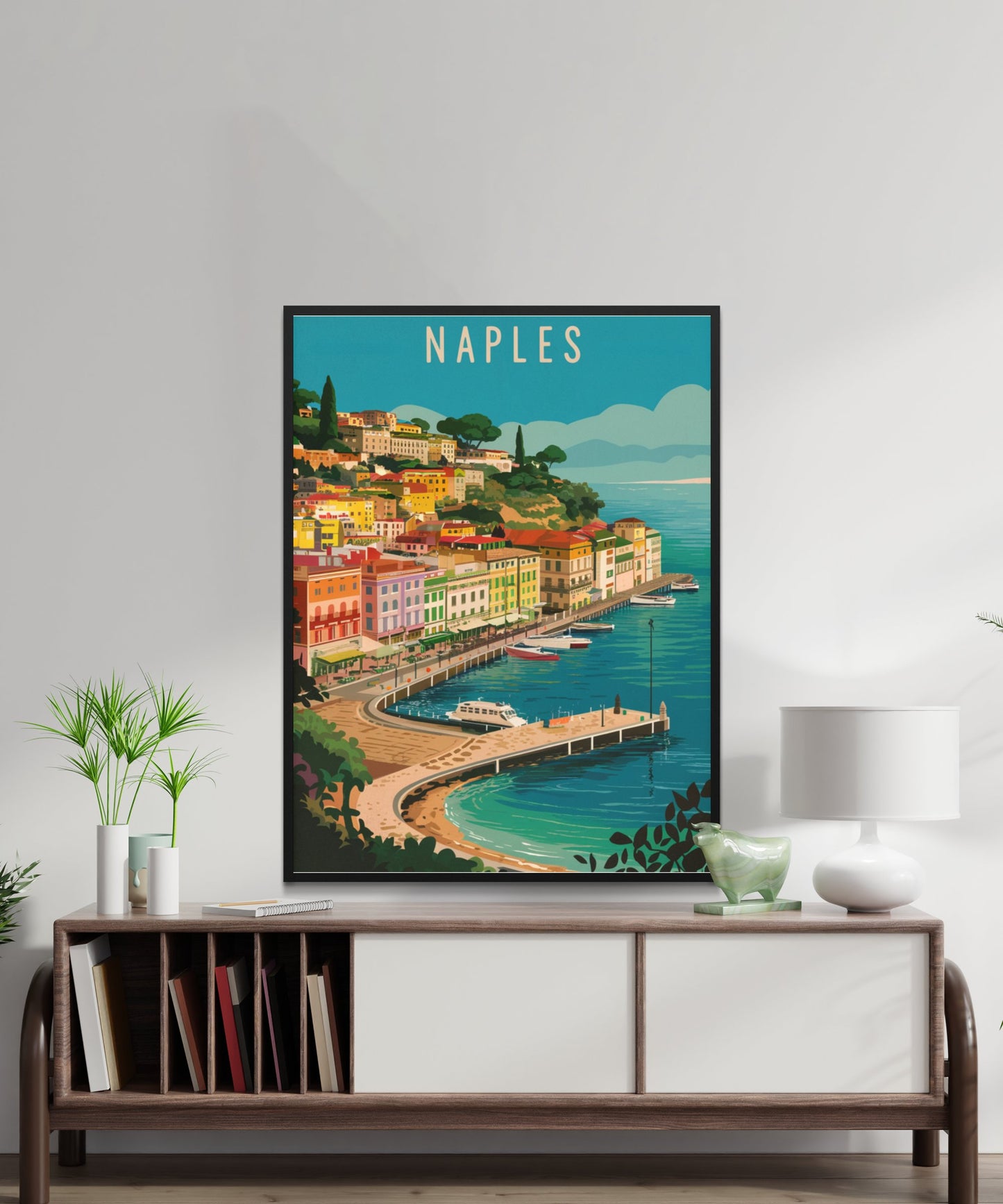 Naples Vintage Travel Poster  - Italian Coastal Charm