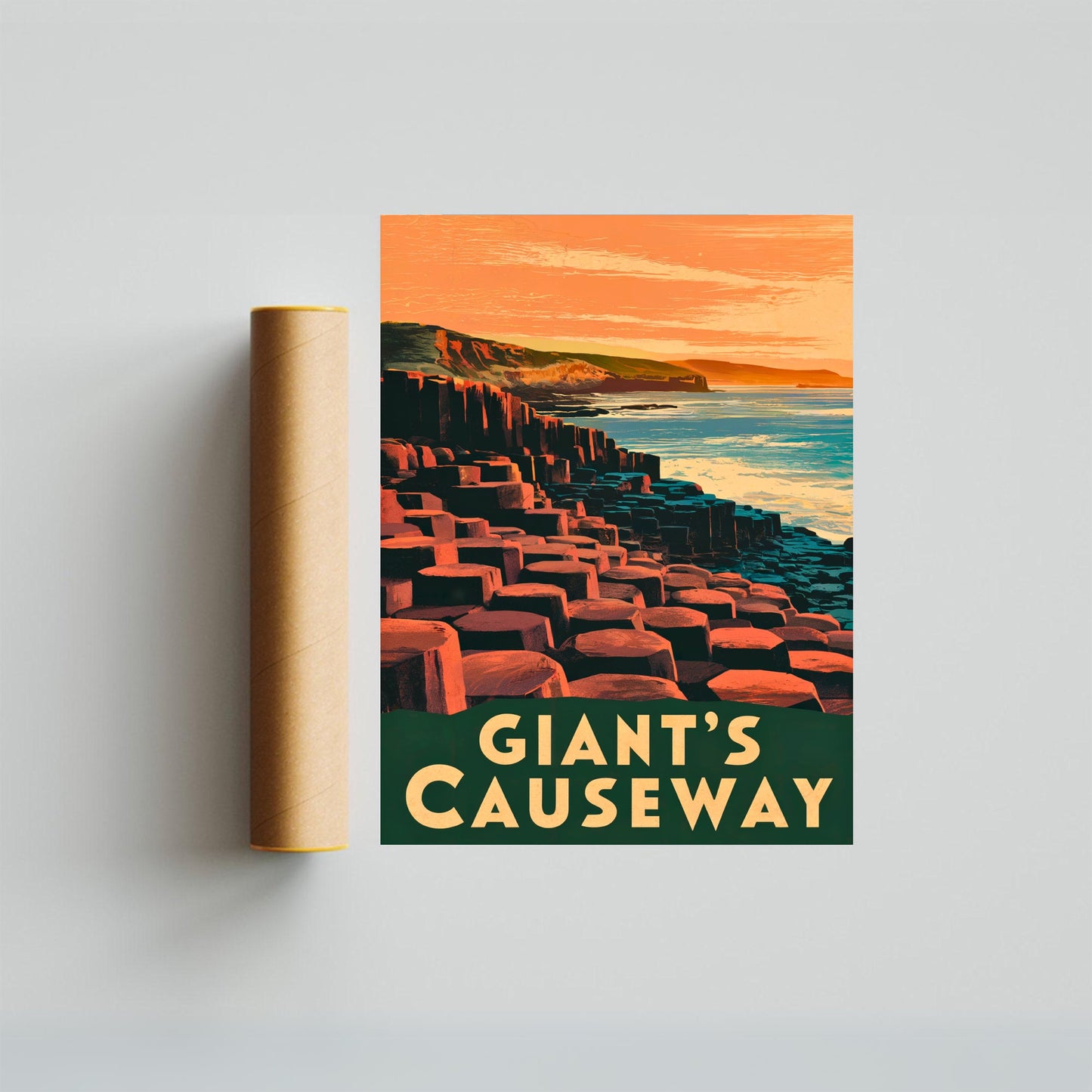 Giant's Causeway Vintage Travel Poster - Timeless Irish Legend