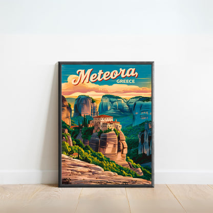 Meteora Vintage Travel Poster