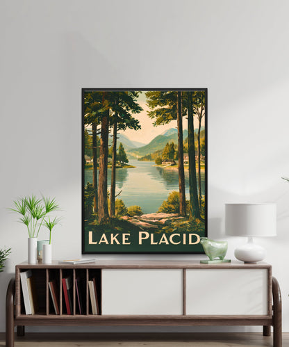 Lake Placid Vintage Travel Poster - Timeless Adirondack Beauty