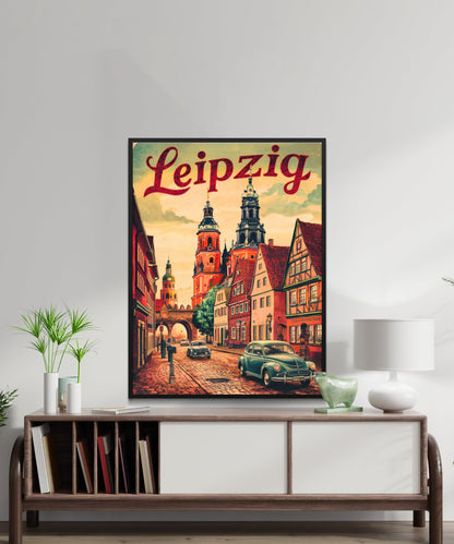 Leipzig Vintage Travel Poster