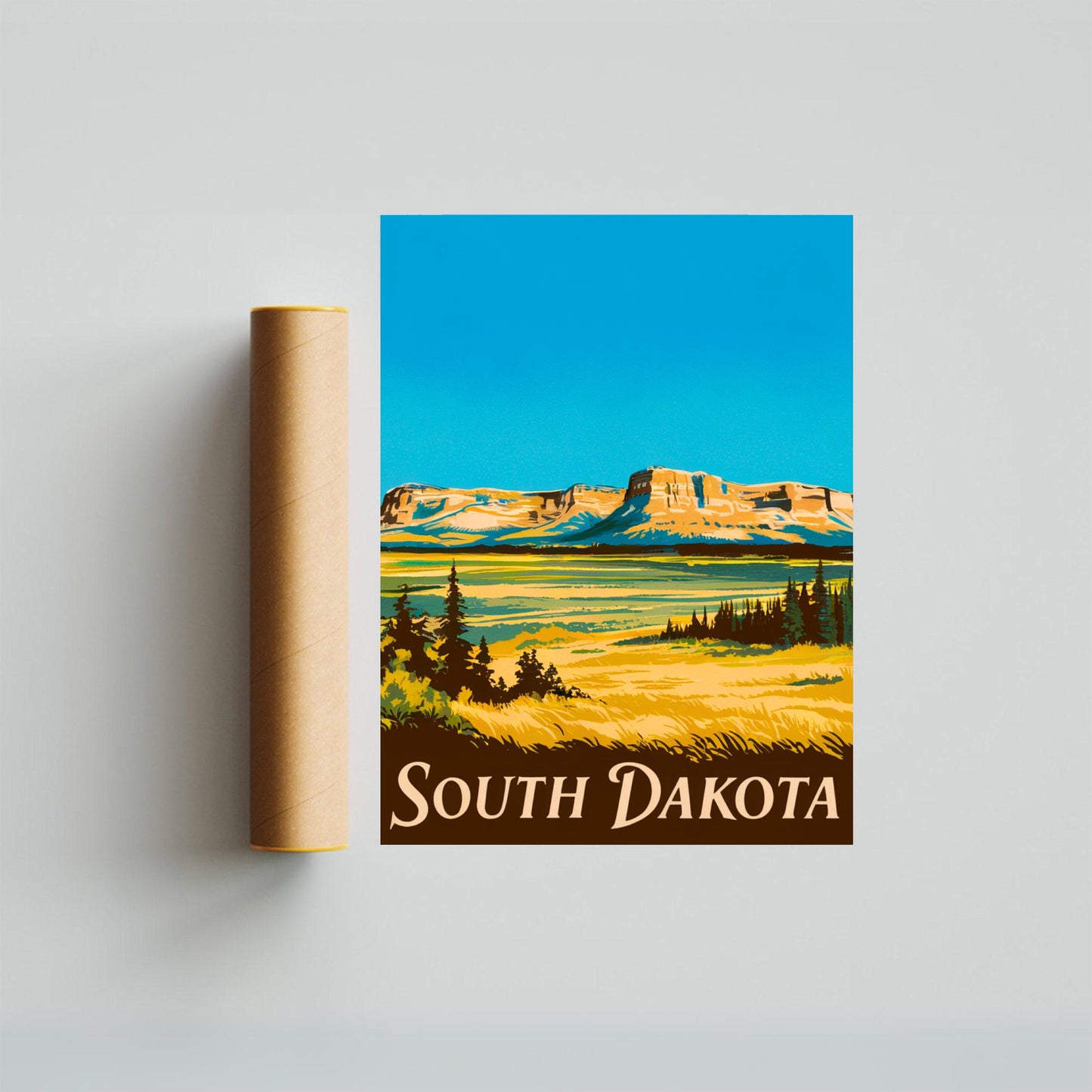 South Dakota Vintage Travel Poster