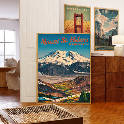 Mount St. Helens of China Vintage Travel Poster