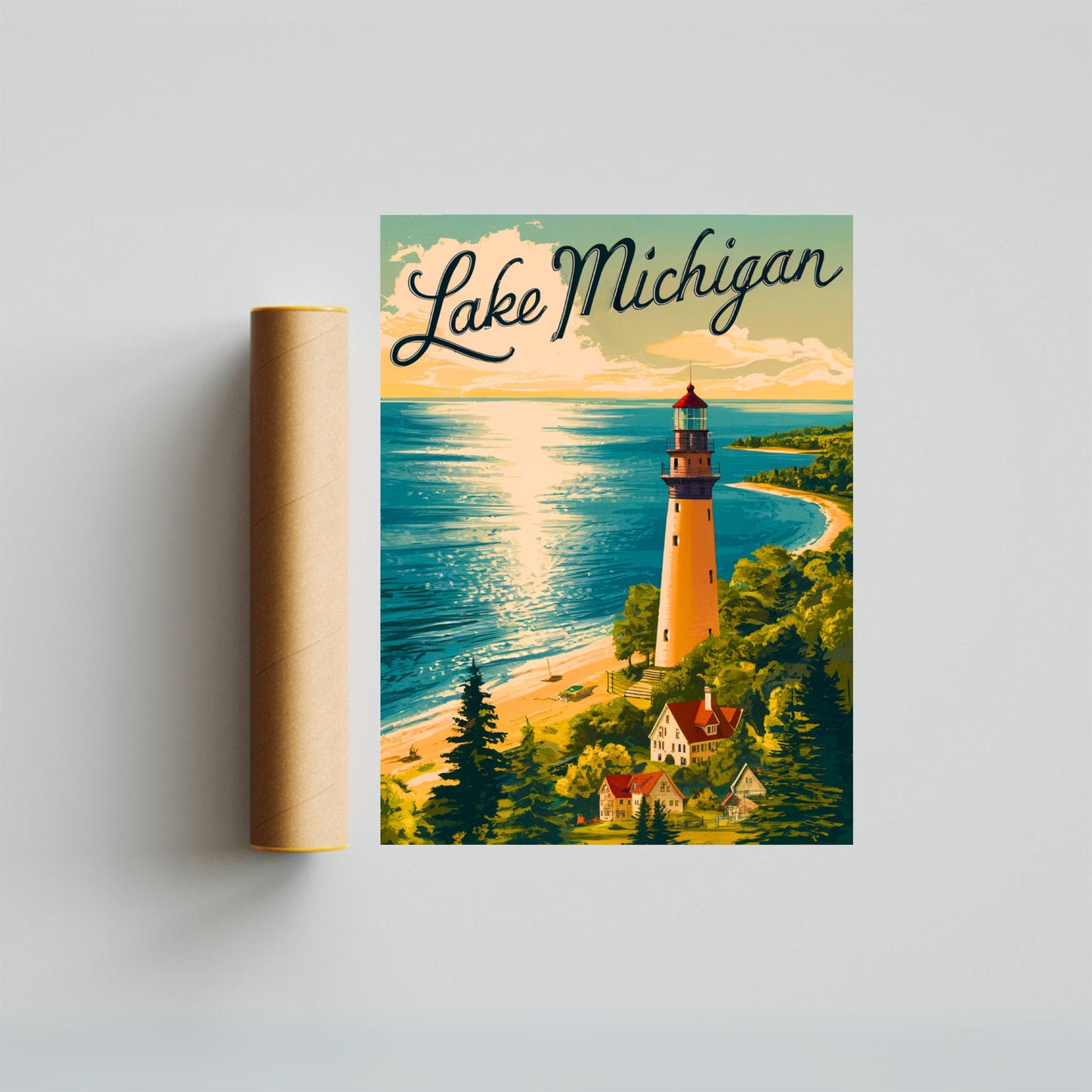 Lake Michigan Vintage Travel Poster