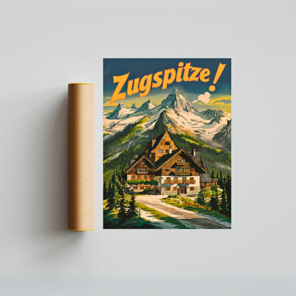 Zugspitze Vintage Travel Poster - Germany Mountains