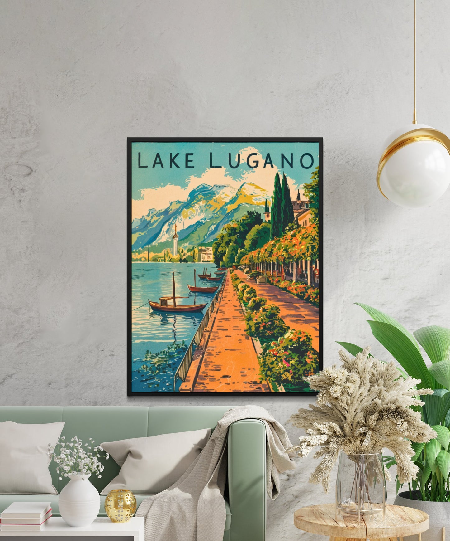 Lake Lugano Vintage Travel Poster