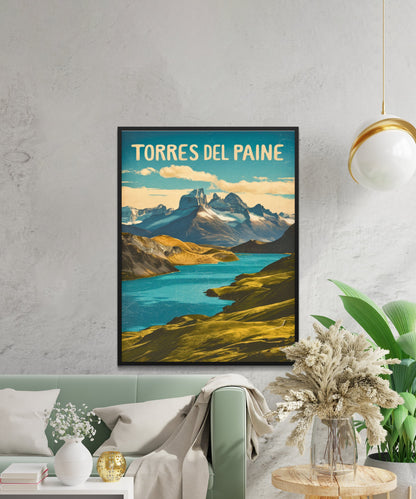 Torres del Paine Vintage Travel Poster - Majestic Patagonia