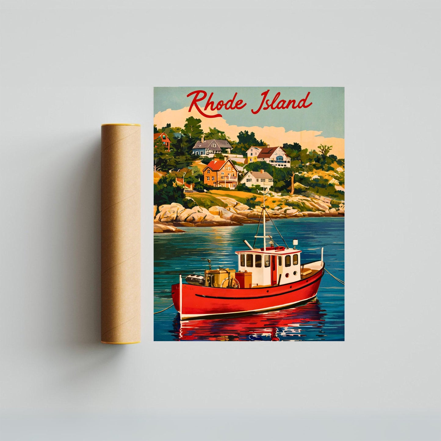 Rhode Island Vintage Travel Poster - New England's Ocean State