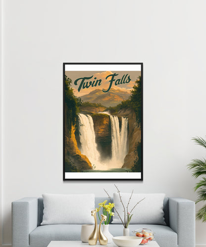 Twin Falls Vintage Travel Poster - Beautiful Views