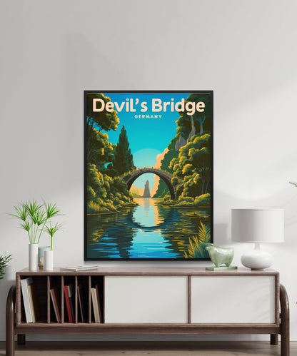 Devils Bridge Vintage Travel Poster - Peaceful Landscape