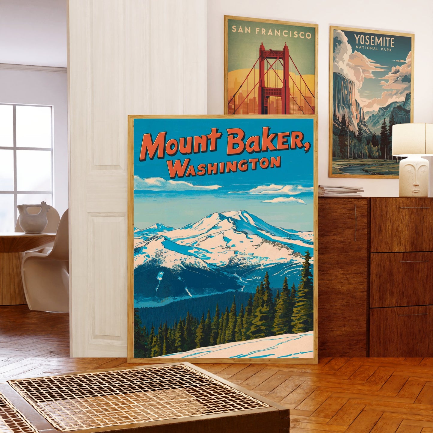 Mount Baker Vintage Travel Poster  - Washington's Alpine Icon