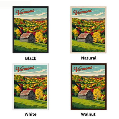 Vermont Vintage Travel Poster - Heart of Autumn Foliage and Mountain Serenity