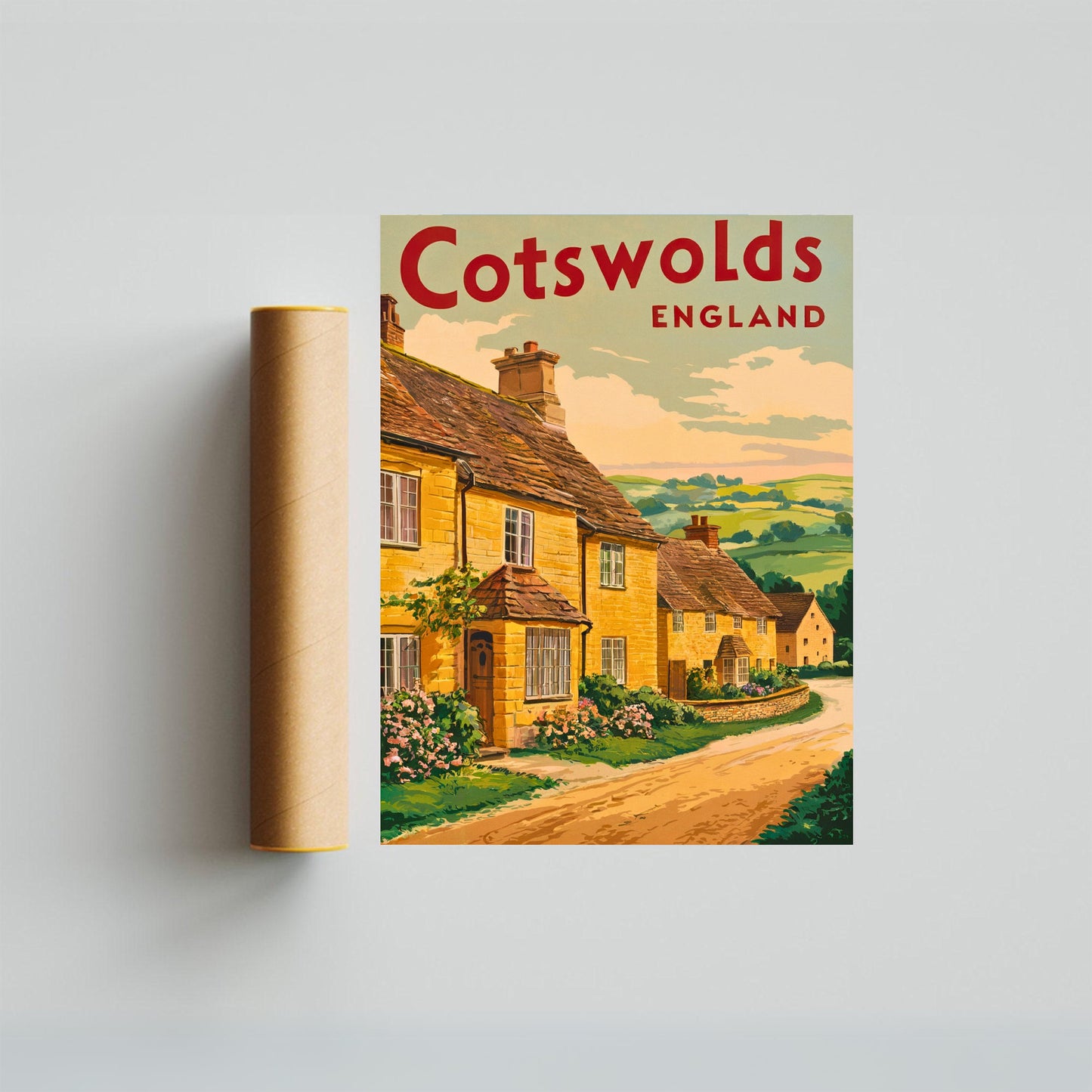 Cotswolds Vintage Travel Poster