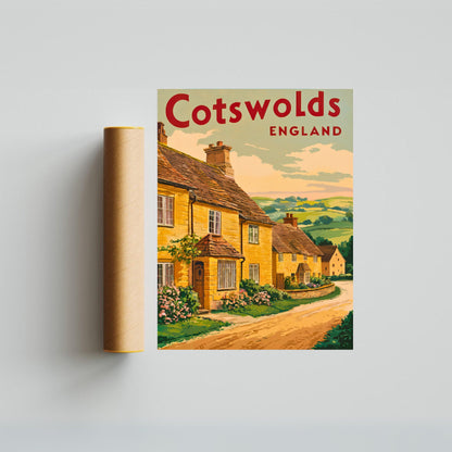 Cotswolds Vintage Travel Poster