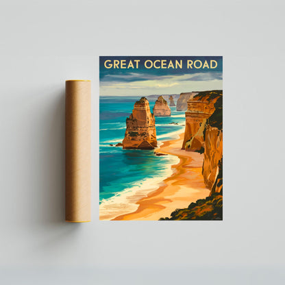 Great Ocean Road Vintage Travel Poster