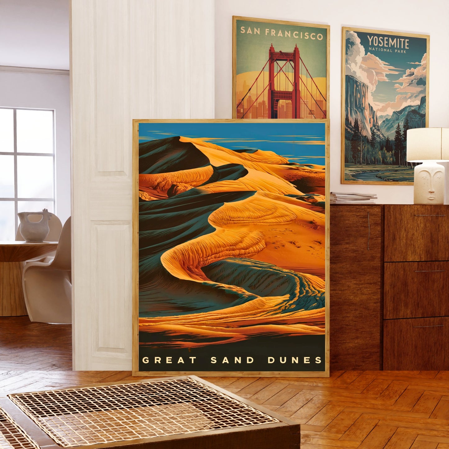 Great Sand Dunes Vintage Travel Poster - Nature's High Desert Landscape