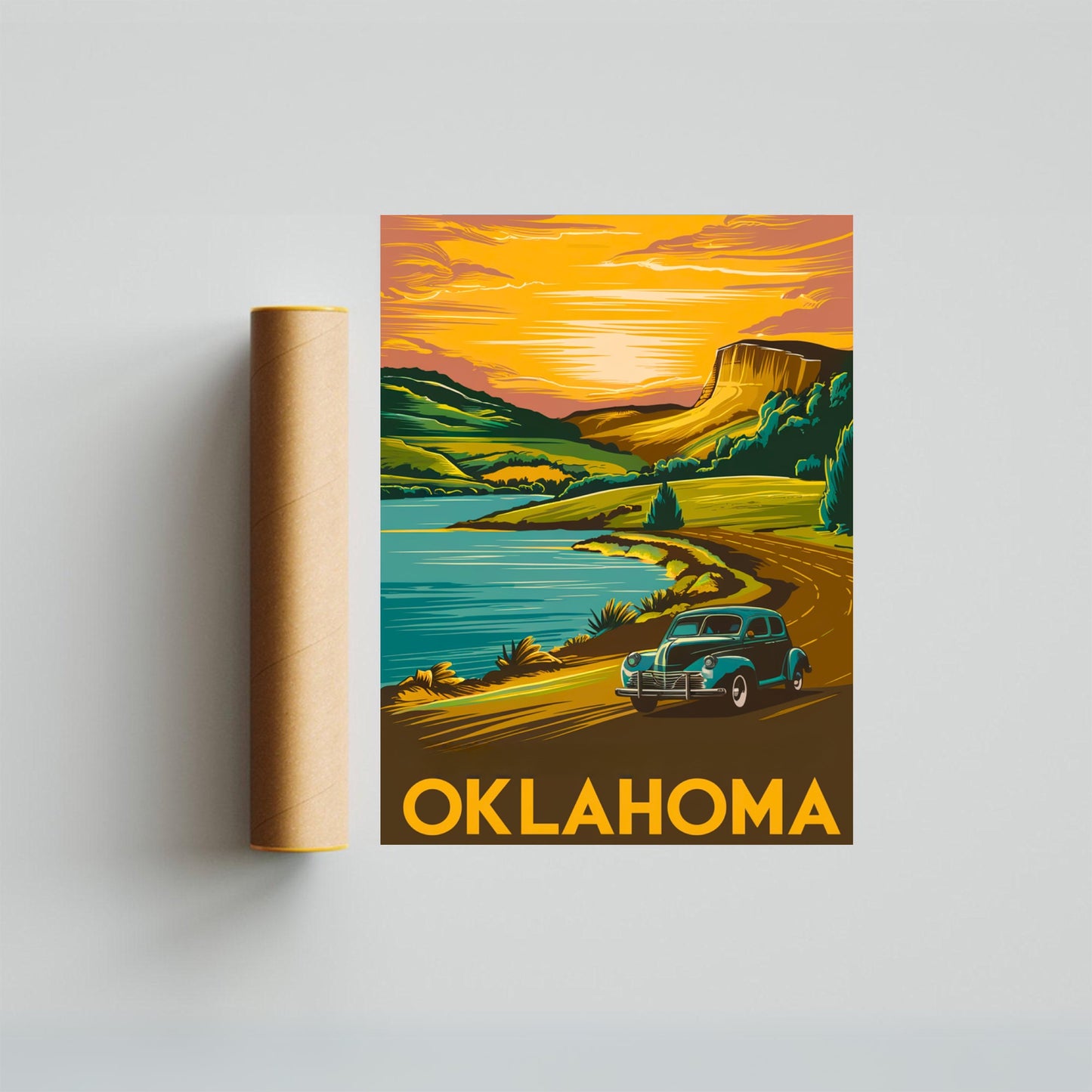 Oklahoma Vintage Travel Poster - Lake Country