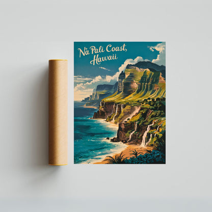 Nā Pali Coast Vintage Travel Poster