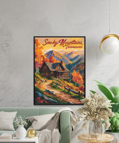 Smoky Mountains Vintage Travel Poster - Timeless Appalachian Beauty