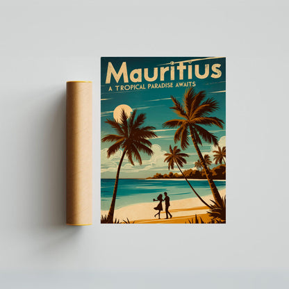 Mauritius Vintage Travel Poster - Pristine Beaches