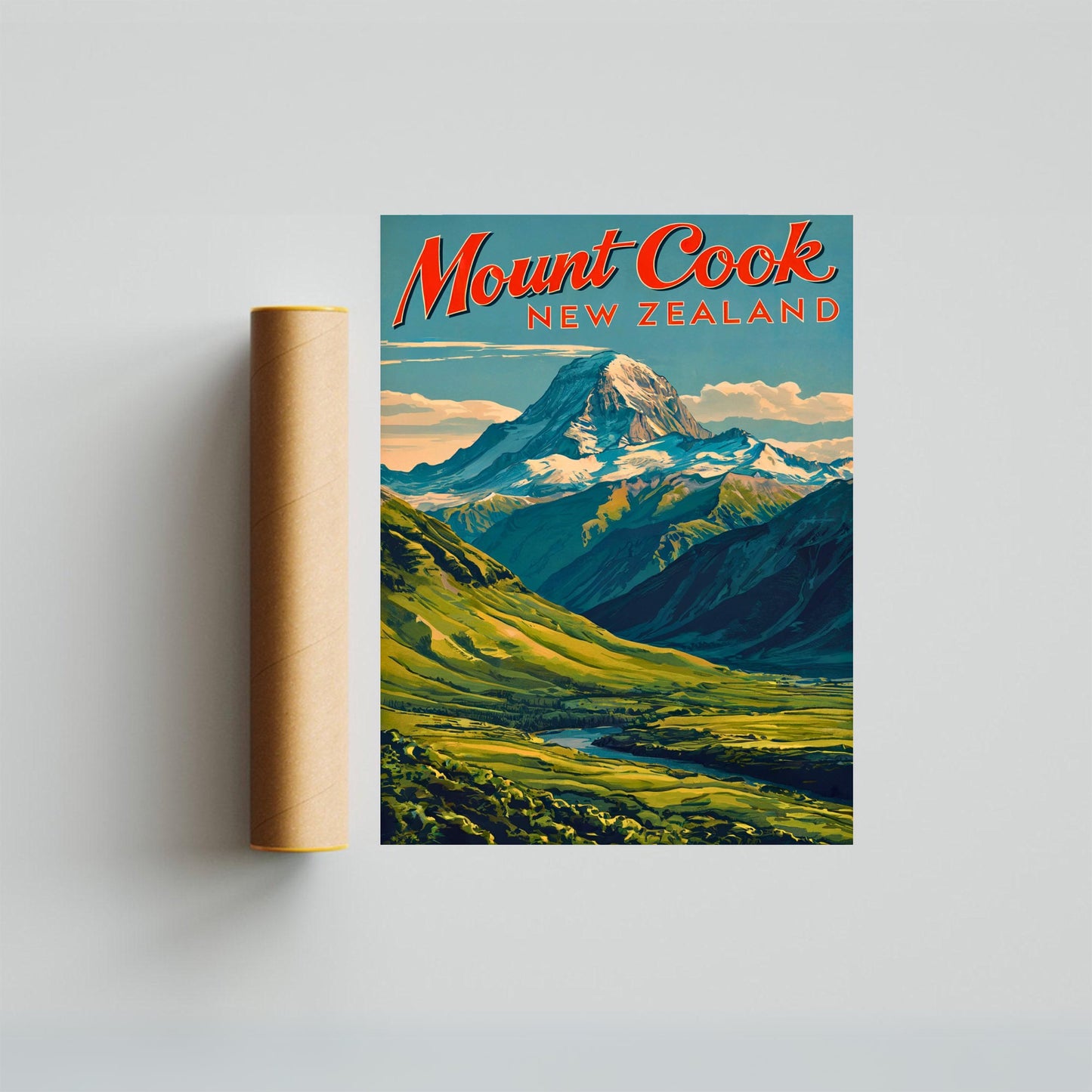 Mount Cook Vintage Travel Poster - Alpine Splendor