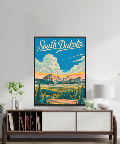 South Dakota Vintage Travel Poster - Majestic Peak