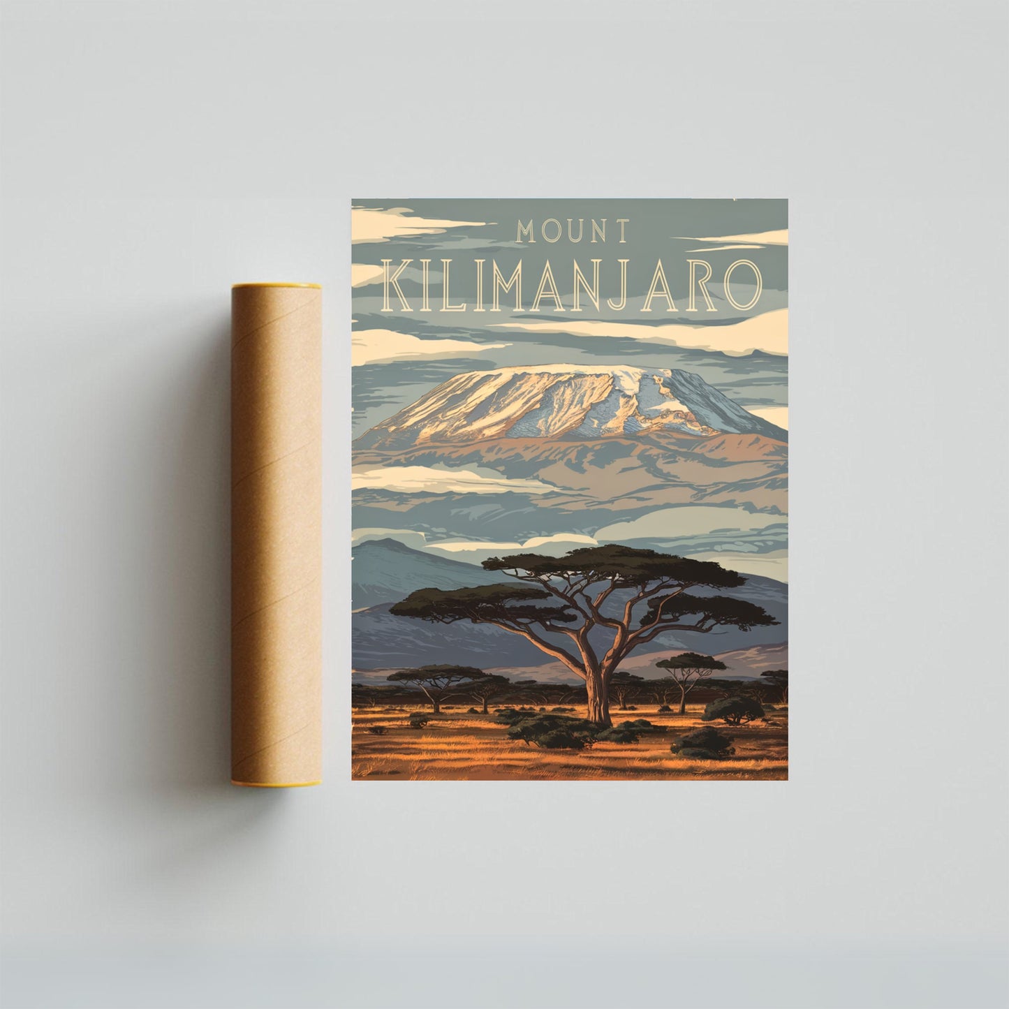 Mount Kilimanjaro Vintage Travel Poster  - Majestic African Peak