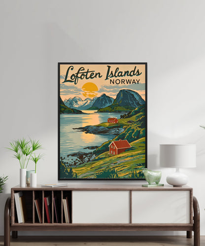 Lofoten Islands Vintage Travel Poster - Timeless Nordic Beauty