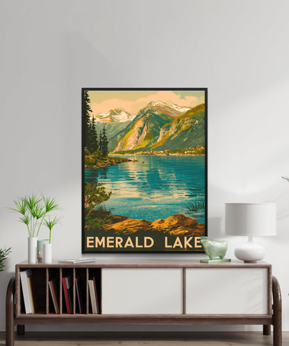 Emerald Lake Vintage Travel Poster - Pristine Lakes