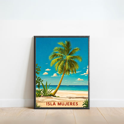 Isla Mujeres Vintage Travel Poster - Caribbean Island