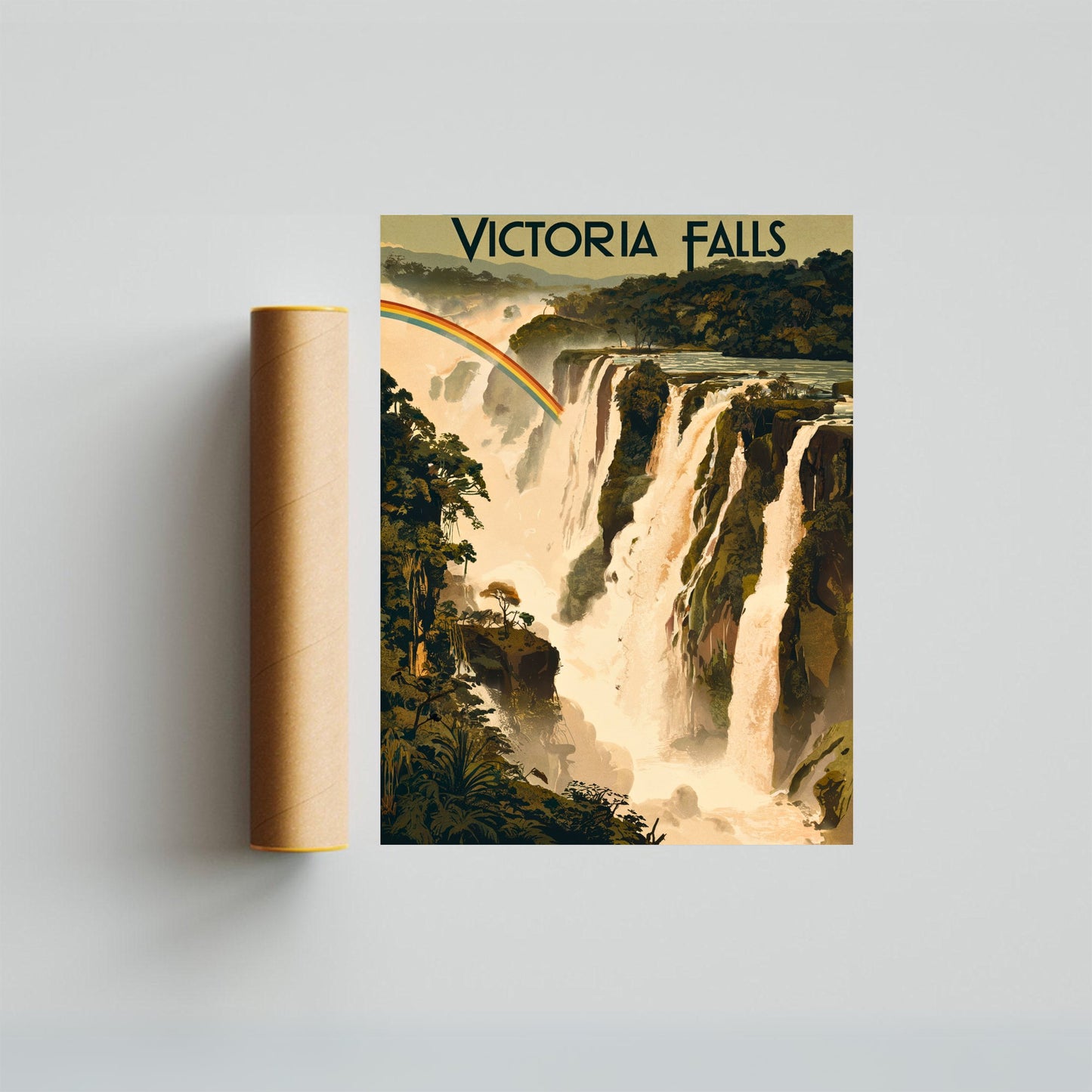 Victoria Falls Vintage Travel Poster - The Smoke that Thunders