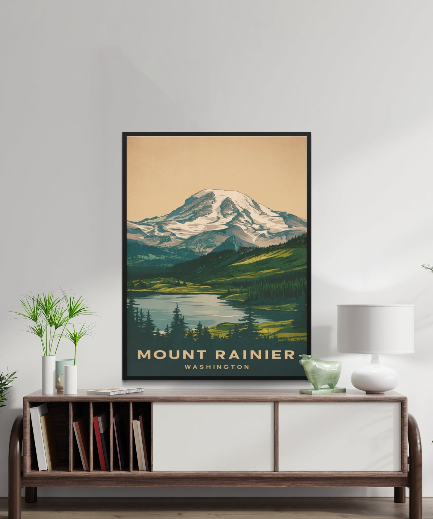 Mount Rainer Vintage Travel Poster - Retro Mountain Views