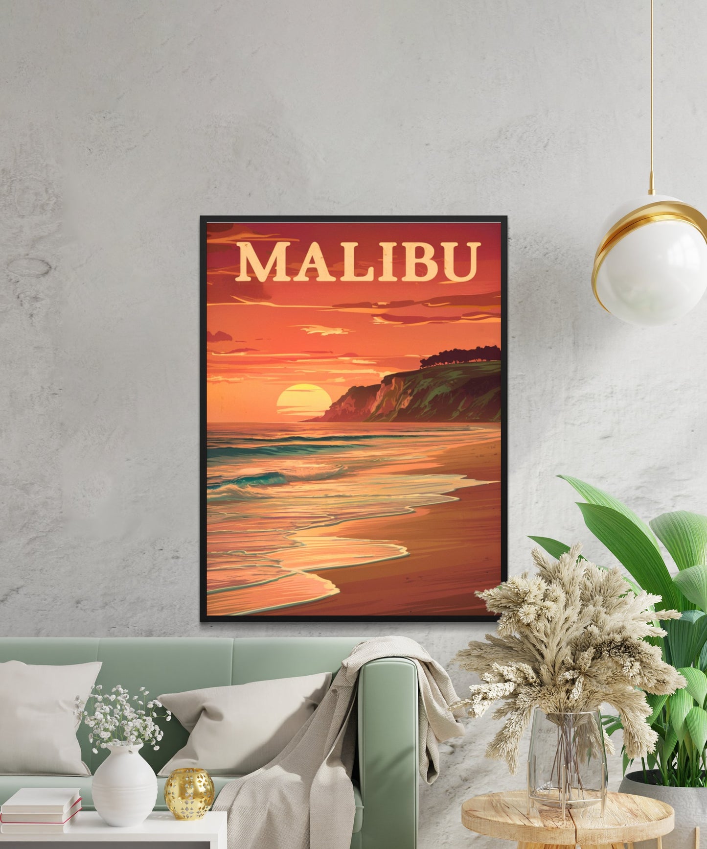 Malibu Vintage Travel Poster - Coastal Dreams