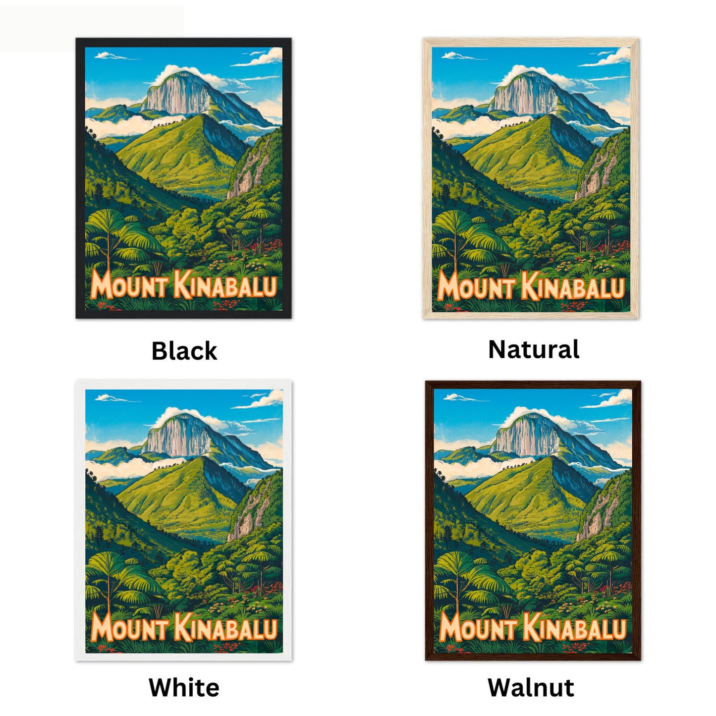 Mount Kinabalu Vintage Travel Poster