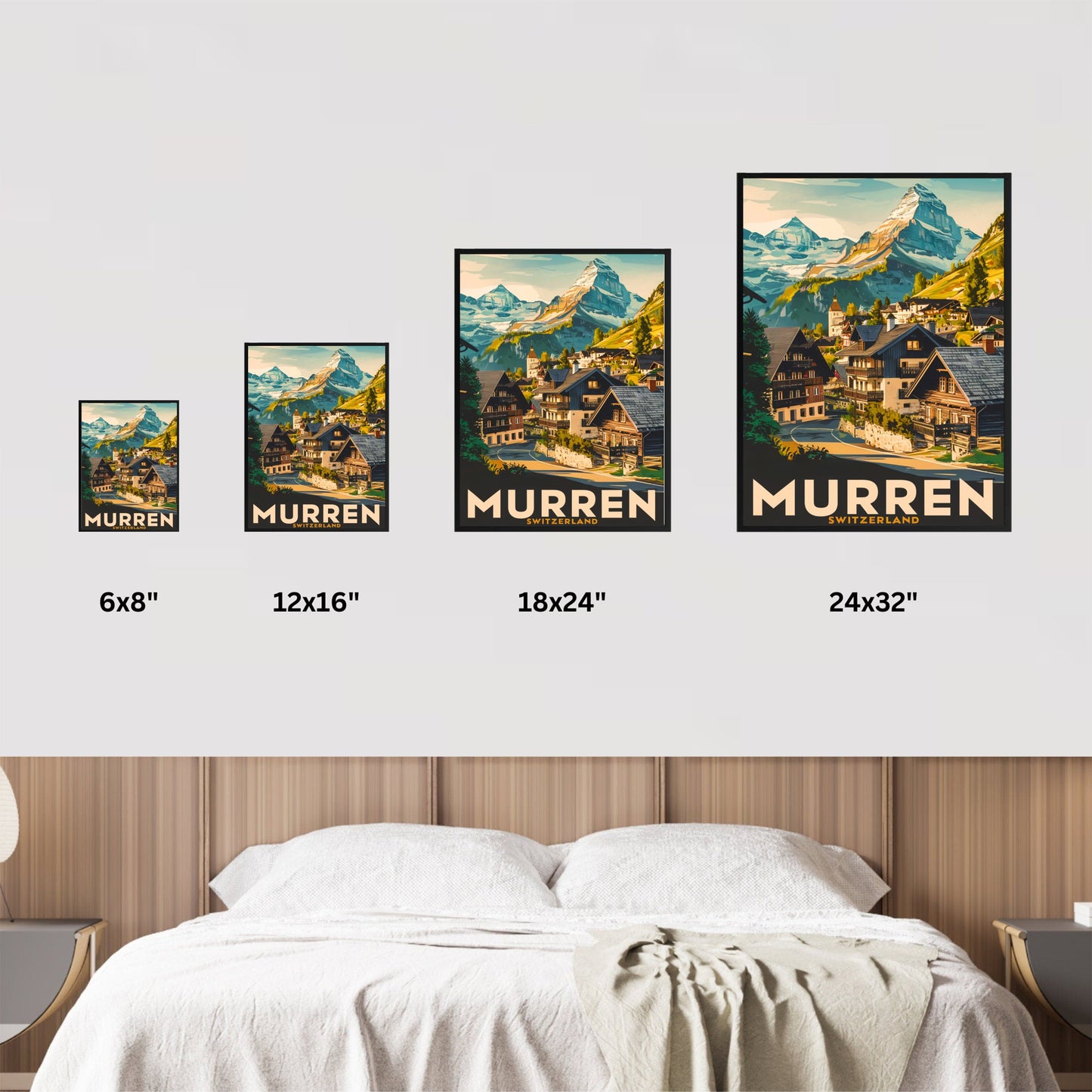 Murren Vintage Travel Poster - Snowy Summits