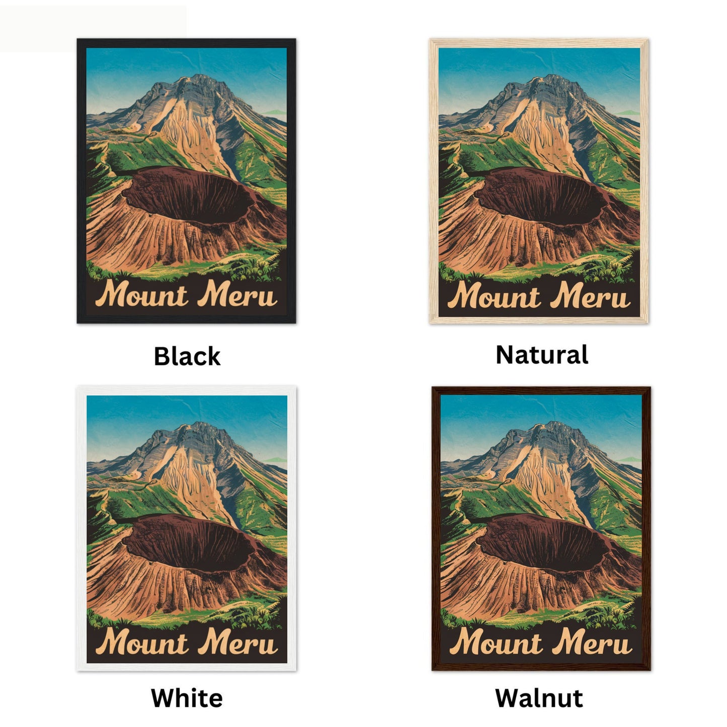 Mount Meru Vintage Travel Poster - Tanzania Landmark