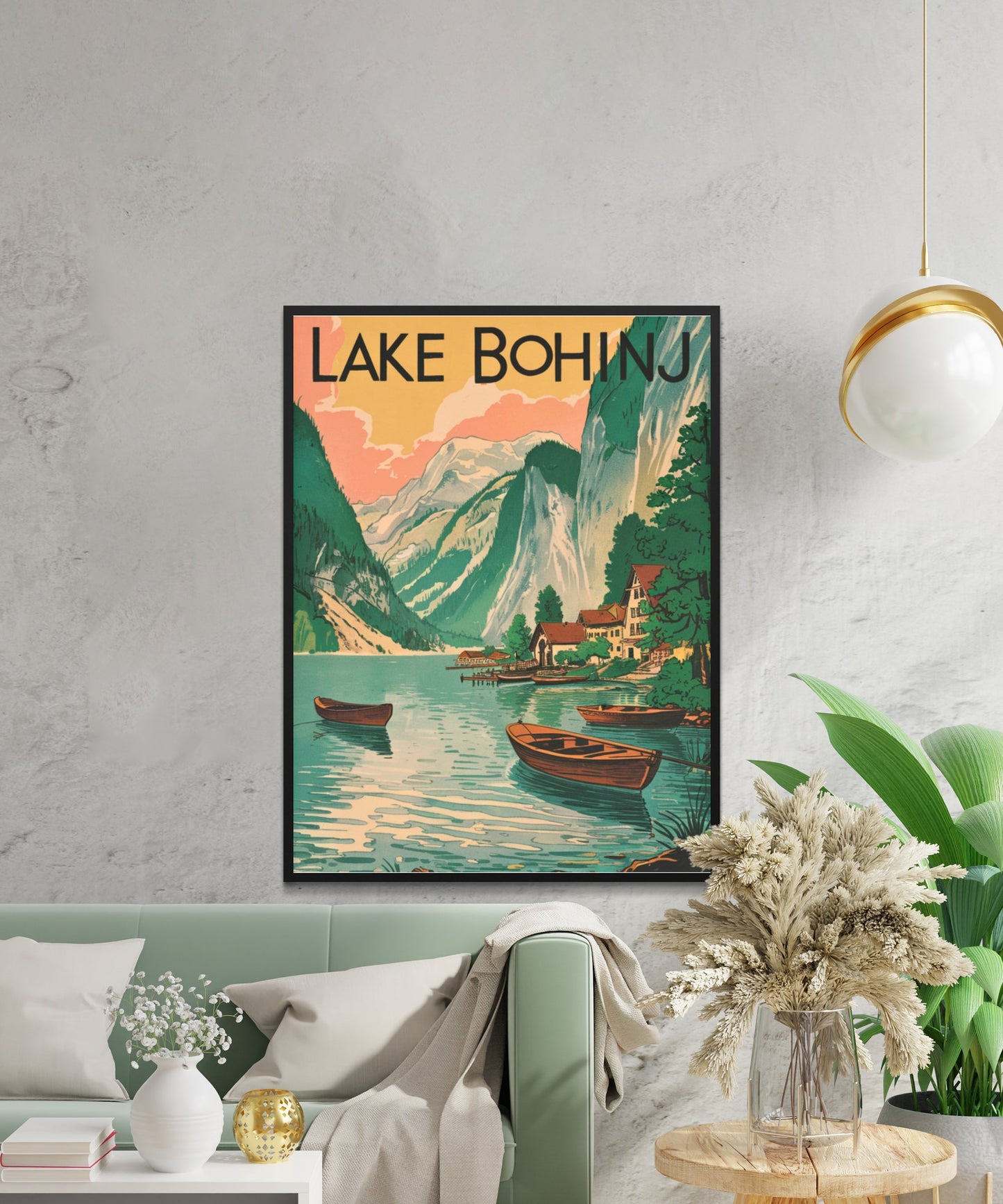 Lake Bohinj Vintage Travel Poster - Timeless Alpine Tranquility