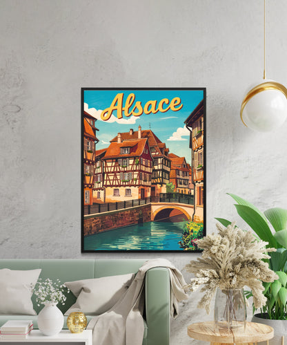 Alsace Vintage Travel Poster - Rhine Valley