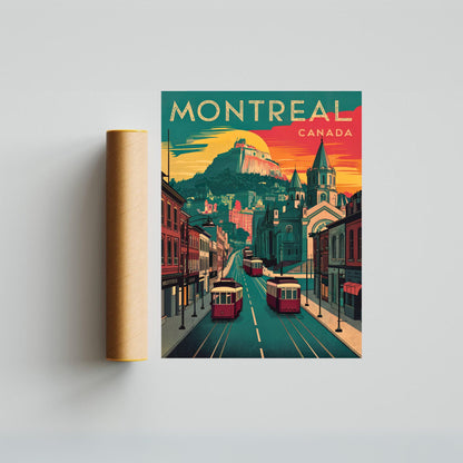 Montreal Vintage Travel Poster - Heart of Québec