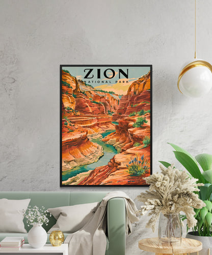 Zion National Park Vintage Travel Poster