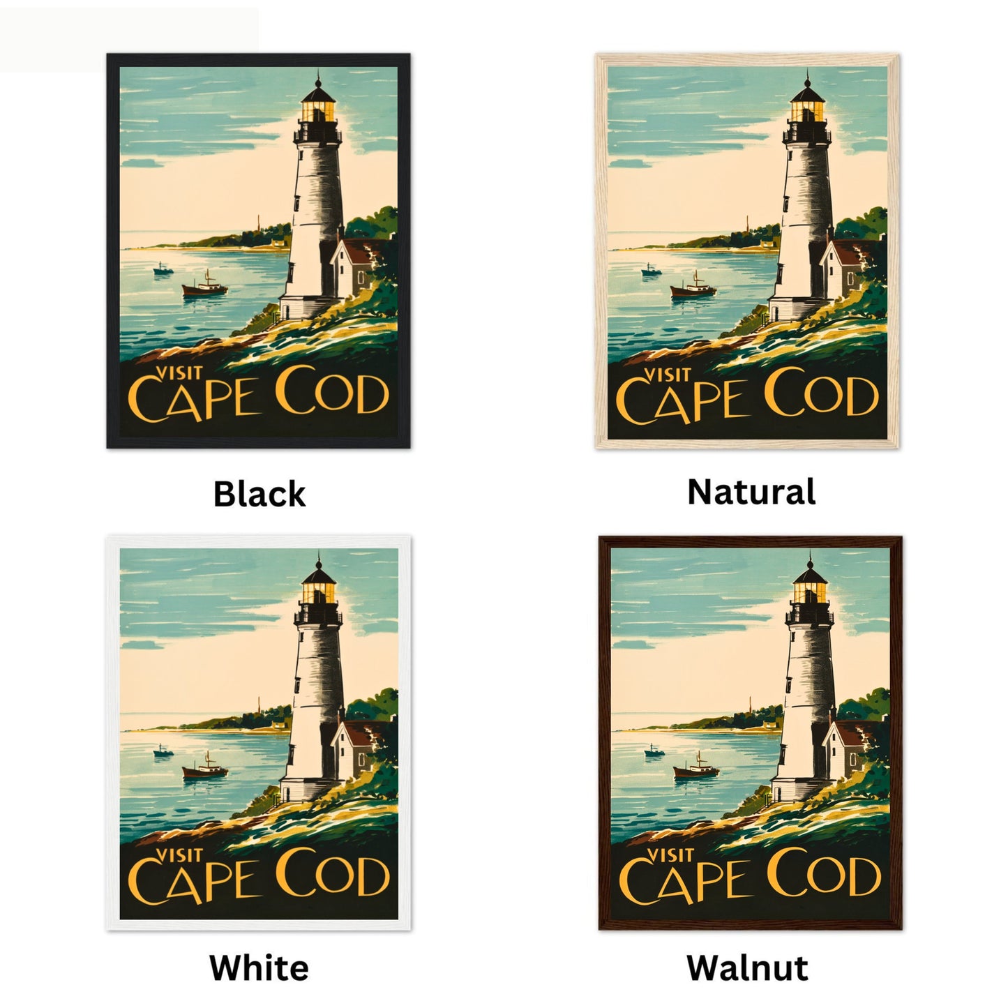 Cape Cod Vintage Travel Poster - Lighthouse Views