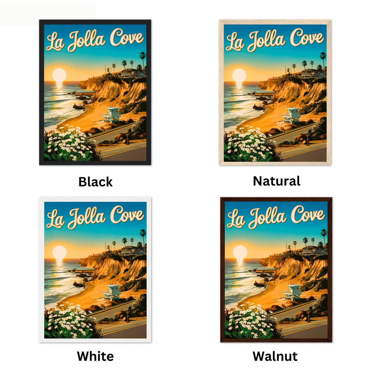 La Jolla Cove  Vintage Travel Poster - Coastal Cliffs