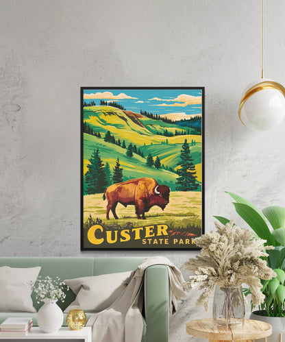 Custer State Park Vintage Travel Poster