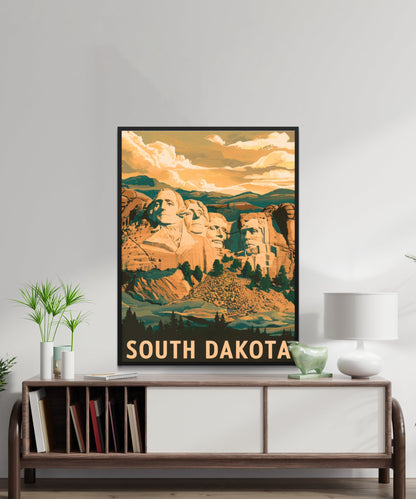 South Dakota Vintage Travel Poster