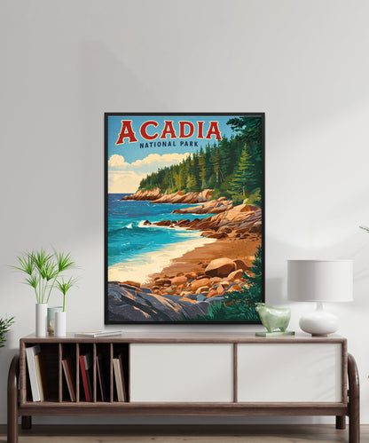 Acadia Vintage Travel Poster - National Park